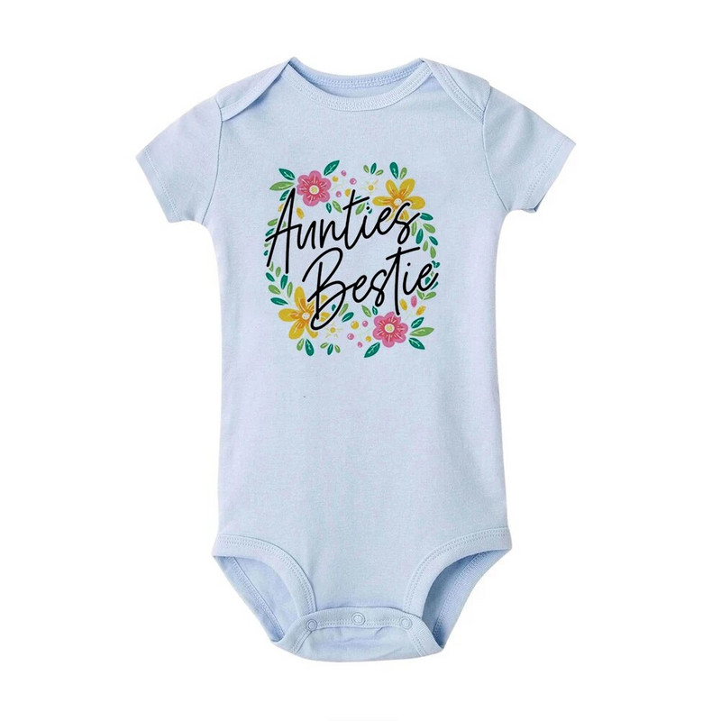 Nyári újszülött baba ruhák koszorú nénik Bestie aranyos tipegő kombiné fiúk lányok rövid ujjú vicces bodyk ruhák