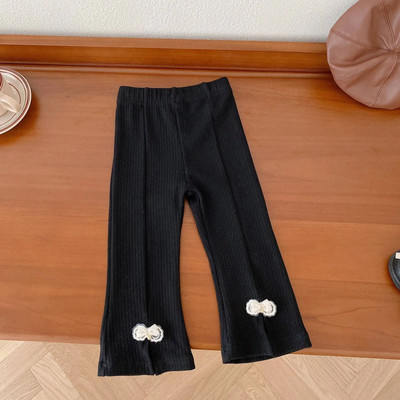 0-5-aastane vastsündinu tüdruk Kevad- ja sügisene vibu elastne vöökoht kellukesega püksid Pruunid mood Sobivad põhjaga roosa hall