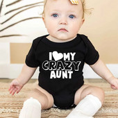 I Love My Crazy Aunt Printed Nou-Nascuta Fata Sugar Haine Vara Baby Boy Feta Body cu maneca scurta Love Aunt Cel mai bun cadou