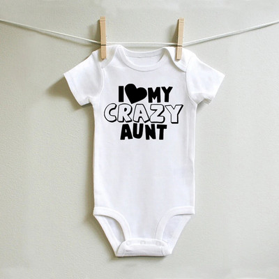 I Love My Crazy Aunt Printed Nou-Nascuta Fata Sugar Haine Vara Baby Boy Feta Body cu maneca scurta Love Aunt Cel mai bun cadou
