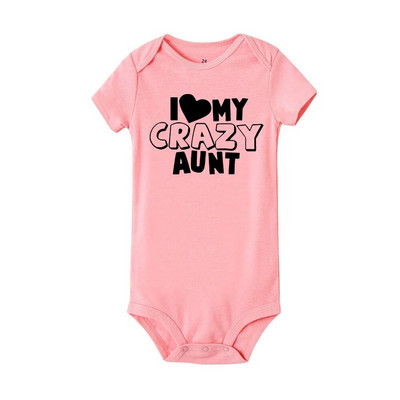 I Love My Crazy Aunt Printed Nou-Nascuta Fata Sugar Haine Vara Baby Boy Feta Body cu maneca scurta Love Aunt Cel mai bun cadou