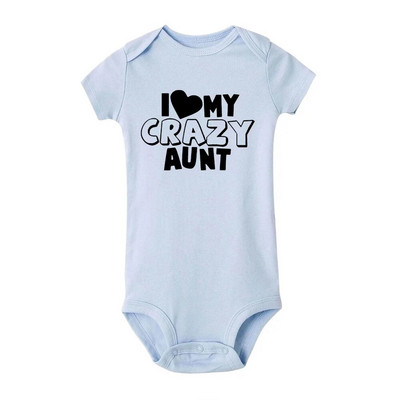 I Love My Crazy Aunt Printed Nou-Nascuta Fata Sugar Haine Vara Baby Boy Feta Body cu maneca scurta Love Aunt Cel mai bun cadou