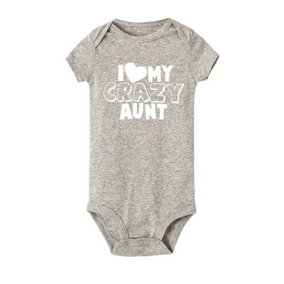 I Love My Crazy Aunt Printed Nou-Nascuta Fata Sugar Haine Vara Baby Boy Feta Body cu maneca scurta Love Aunt Cel mai bun cadou