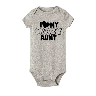 I Love My Crazy Aunt Printed Nou-Nascuta Fata Sugar Haine Vara Baby Boy Feta Body cu maneca scurta Love Aunt Cel mai bun cadou