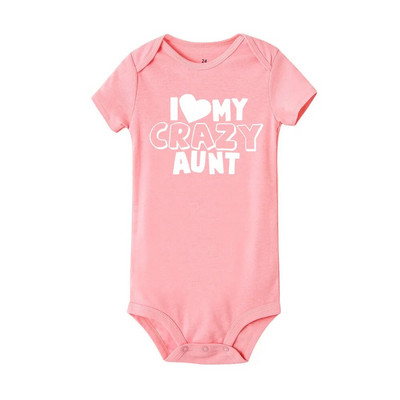 I Love My Crazy Aunt Printed Nou-Nascuta Fata Sugar Haine Vara Baby Boy Feta Body cu maneca scurta Love Aunt Cel mai bun cadou