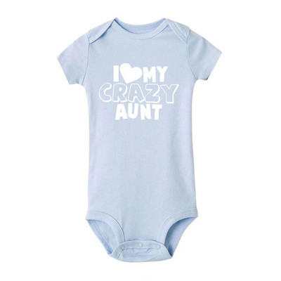 I Love My Crazy Aunt Printed Nou-Nascuta Fata Sugar Haine Vara Baby Boy Feta Body cu maneca scurta Love Aunt Cel mai bun cadou