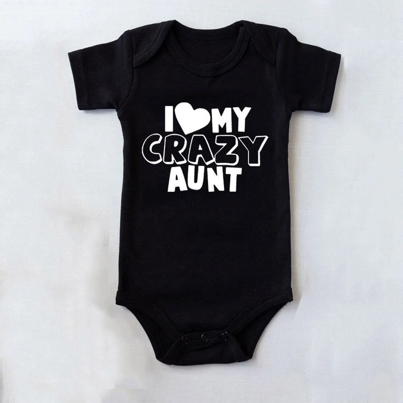I Love My Crazy Aunt Printed Nou-Nascuta Fata Sugar Haine Vara Baby Boy Feta Body cu maneca scurta Love Aunt Cel mai bun cadou