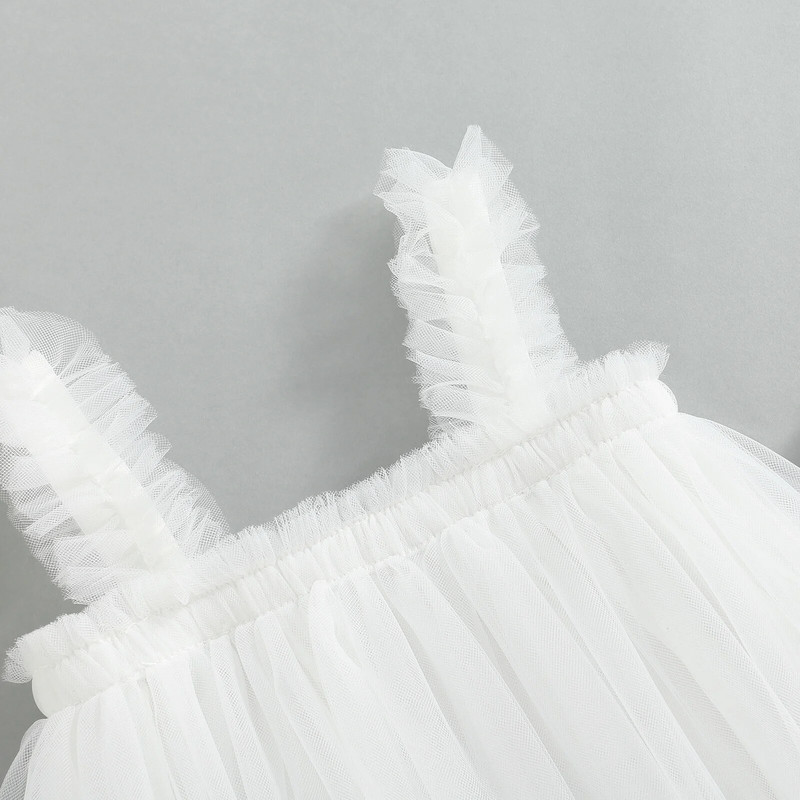 Kislány kisbaba tüll ruha, szép ujjatlan redőzött masszív nyári ruha buli szoknyás ruha gyerekeknek hercegnő keresztelő rózsaszín ruhák