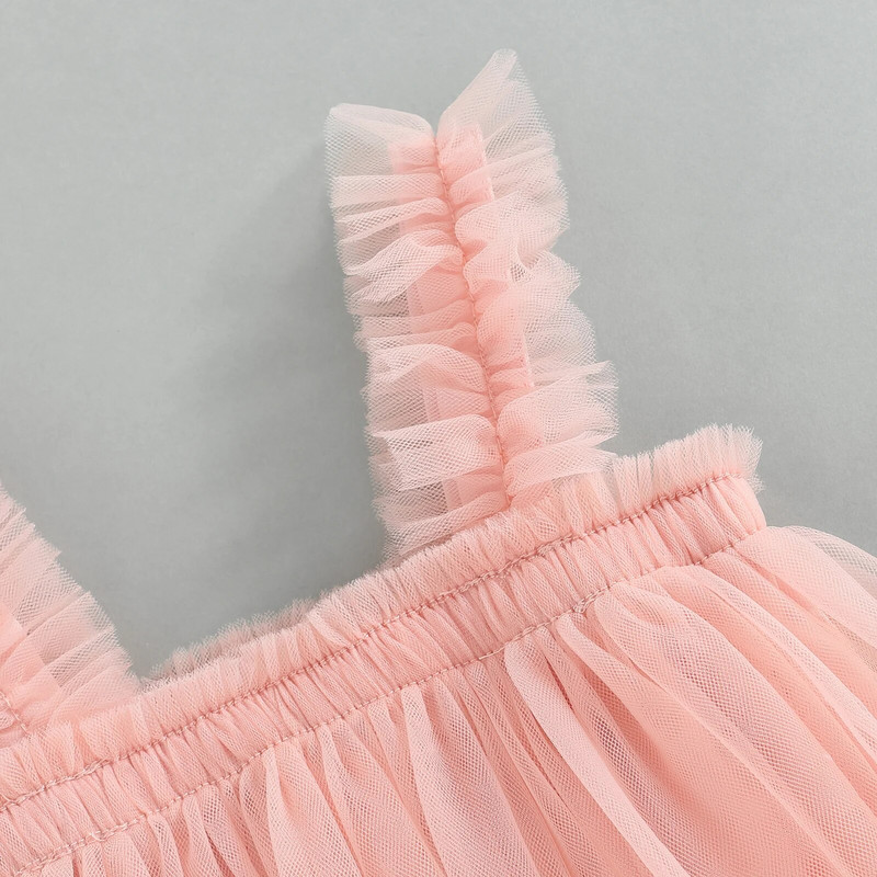 Kislány kisbaba tüll ruha, szép ujjatlan redőzött masszív nyári ruha buli szoknyás ruha gyerekeknek hercegnő keresztelő rózsaszín ruhák