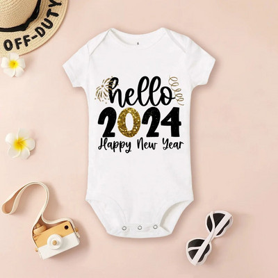 Detské body Hello 2024 Inant Romper Nový rok darček pre bábätká batoľatá s krátkym rukávom overal pre chlapcov a dievčatá oblečenie darček pre novorodencov