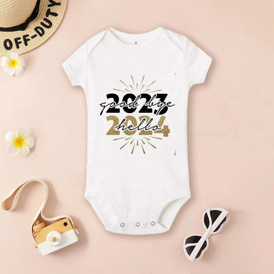 Detské body Hello 2024 Inant Romper Nový rok darček pre bábätká batoľatá s krátkym rukávom overal pre chlapcov a dievčatá oblečenie darček pre novorodencov