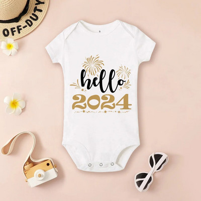 Detské body Hello 2024 Inant Romper Nový rok darček pre bábätká batoľatá s krátkym rukávom overal pre chlapcov a dievčatá oblečenie darček pre novorodencov