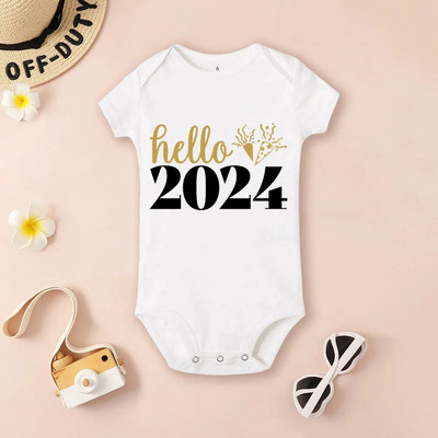Detské body Hello 2024 Inant Romper Nový rok darček pre bábätká batoľatá s krátkym rukávom overal pre chlapcov a dievčatá oblečenie darček pre novorodencov