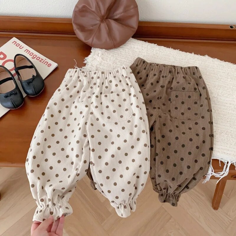 Παιδικό παντελόνι φθινοπώρου 2023 Νέο κοτλέ παντελόνι για κορίτσια Χαρέμι μόδας παντελόνι 0-5 ετών Casual παντελόνι Πουά παντελόνι για την άνοιξη