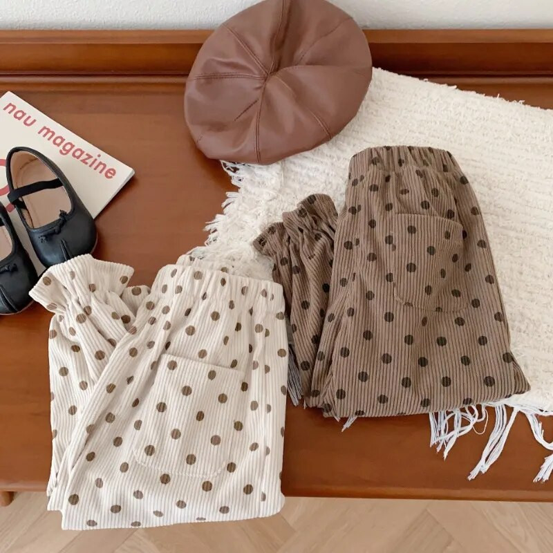 Παιδικό παντελόνι φθινοπώρου 2023 Νέο κοτλέ παντελόνι για κορίτσια Χαρέμι μόδας παντελόνι 0-5 ετών Casual παντελόνι Πουά παντελόνι για την άνοιξη