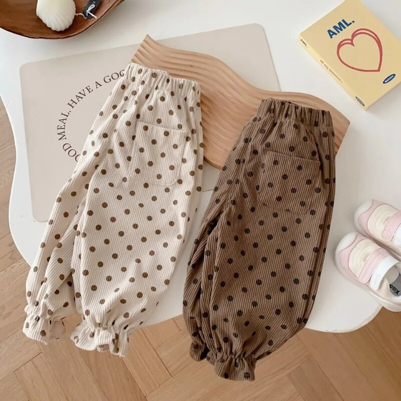 Παιδικό παντελόνι φθινοπώρου 2023 Νέο κοτλέ παντελόνι για κορίτσια Χαρέμι μόδας παντελόνι 0-5 ετών Casual παντελόνι Πουά παντελόνι για την άνοιξη