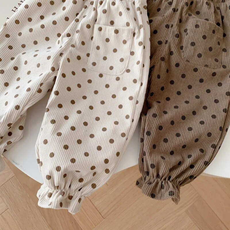 Παιδικό παντελόνι φθινοπώρου 2023 Νέο κοτλέ παντελόνι για κορίτσια Χαρέμι μόδας παντελόνι 0-5 ετών Casual παντελόνι Πουά παντελόνι για την άνοιξη