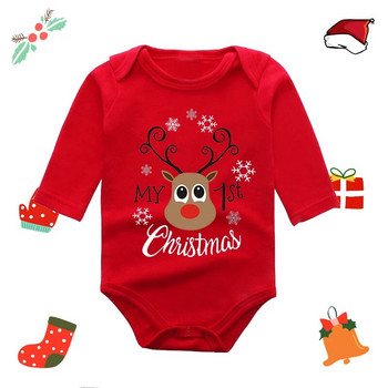 2023 Infant Newborn My First Christmas Rompers Baby Boys Girls Bodysuit Born Crawling μακρυμάνικα Jumpsuits Φεστιβάλ Δώρα