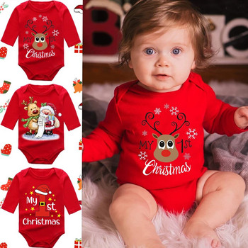 2023 Infant Newborn My First Christmas Rompers Baby Boys Girls Bodysuit Born Crawling μακρυμάνικα Jumpsuits Φεστιβάλ Δώρα