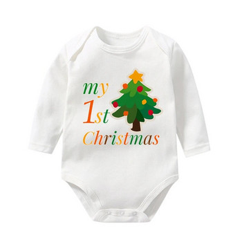 My 1st Christmas Baby Bodysuits Cotton Newborn Xmas Party Clothes Infant Boys Rompers Long Sleeve Rompers Бебешки момичета Гащеризони с принт