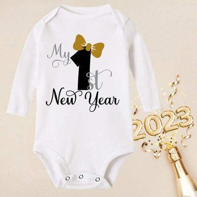 Hello 2023 Newborn Baby Rompers Μακρυμάνικο φορμάκι για νεογέννητο Είναι το πρώτο μου νέο έτος Βρεφικά αγόρια κορίτσια Πρωτοχρονιάτικα ρούχα