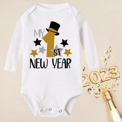 Hello 2023 Newborn Baby Rompers Μακρυμάνικο φορμάκι για νεογέννητο Είναι το πρώτο μου νέο έτος Βρεφικά αγόρια κορίτσια Πρωτοχρονιάτικα ρούχα