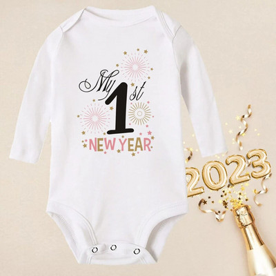 Hello 2023 Newborn Baby Rompers Μακρυμάνικο φορμάκι για νεογέννητο Είναι το πρώτο μου νέο έτος Βρεφικά αγόρια κορίτσια Πρωτοχρονιάτικα ρούχα