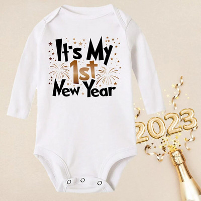 Hello 2023 Newborn Baby Rompers Μακρυμάνικο φορμάκι για νεογέννητο Είναι το πρώτο μου νέο έτος Βρεφικά αγόρια κορίτσια Πρωτοχρονιάτικα ρούχα