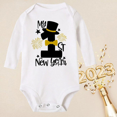 Hello 2023 Newborn Baby Rompers Μακρυμάνικο φορμάκι για νεογέννητο Είναι το πρώτο μου νέο έτος Βρεφικά αγόρια κορίτσια Πρωτοχρονιάτικα ρούχα