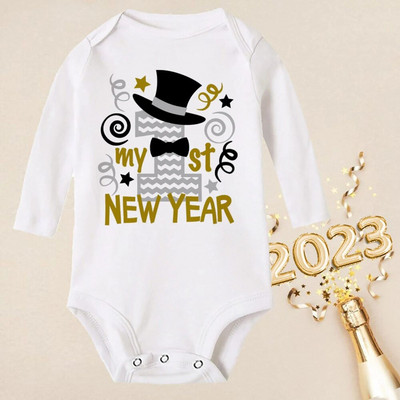 Hello 2023 Newborn Baby Rompers Μακρυμάνικο φορμάκι για νεογέννητο Είναι το πρώτο μου νέο έτος Βρεφικά αγόρια κορίτσια Πρωτοχρονιάτικα ρούχα