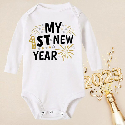 Hello 2023 Newborn Baby Rompers Μακρυμάνικο φορμάκι για νεογέννητο Είναι το πρώτο μου νέο έτος Βρεφικά αγόρια κορίτσια Πρωτοχρονιάτικα ρούχα