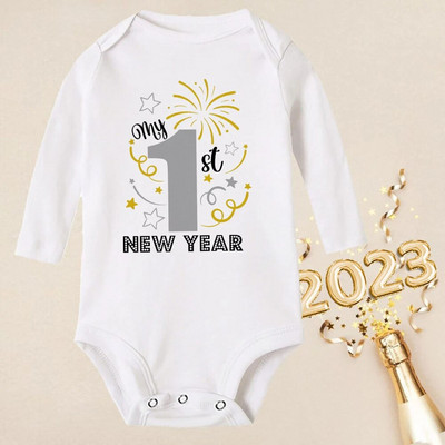 Hello 2023 Newborn Baby Rompers Μακρυμάνικο φορμάκι για νεογέννητο Είναι το πρώτο μου νέο έτος Βρεφικά αγόρια κορίτσια Πρωτοχρονιάτικα ρούχα