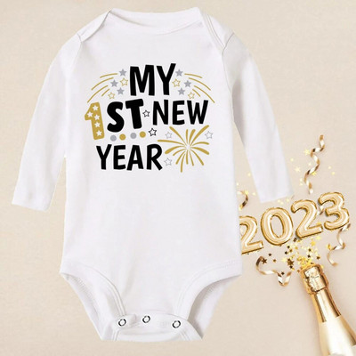 Hello 2023 Newborn Baby Rompers Μακρυμάνικο φορμάκι για νεογέννητο Είναι το πρώτο μου νέο έτος Βρεφικά αγόρια κορίτσια Πρωτοχρονιάτικα ρούχα