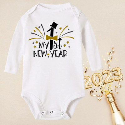 Hello 2023 Newborn Baby Rompers Μακρυμάνικο φορμάκι για νεογέννητο Είναι το πρώτο μου νέο έτος Βρεφικά αγόρια κορίτσια Πρωτοχρονιάτικα ρούχα