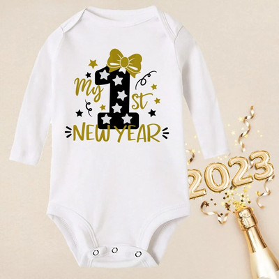 Hello 2023 Newborn Baby Rompers Μακρυμάνικο φορμάκι για νεογέννητο Είναι το πρώτο μου νέο έτος Βρεφικά αγόρια κορίτσια Πρωτοχρονιάτικα ρούχα