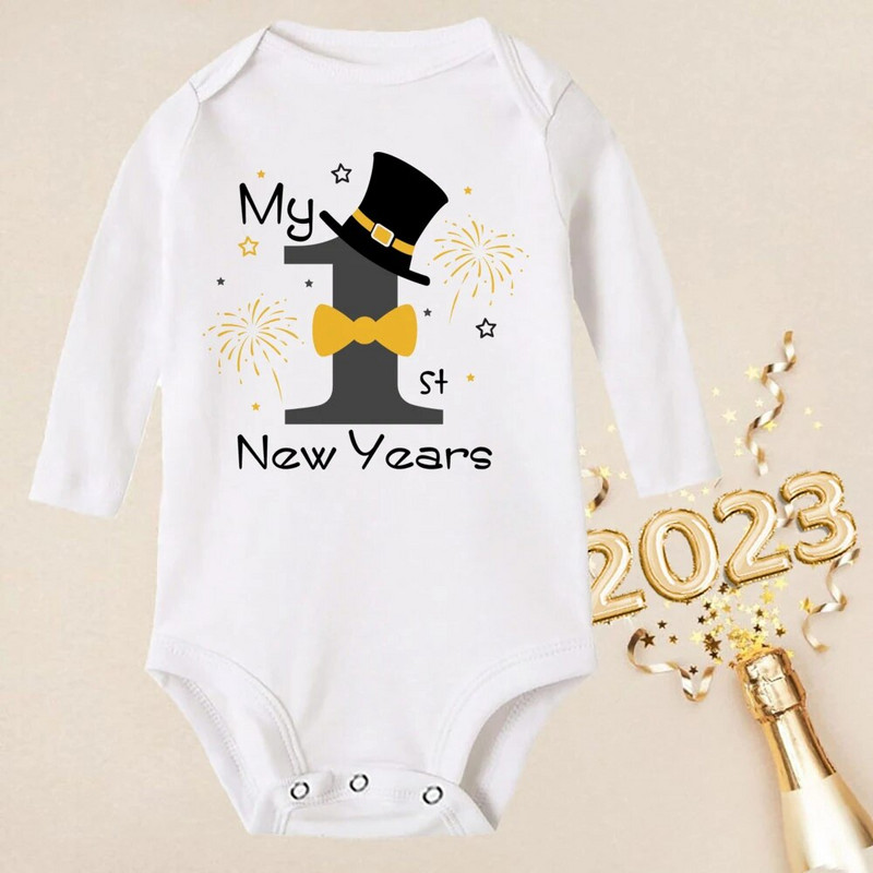 Hello 2023 Newborn Baby Rompers Μακρυμάνικο φορμάκι για νεογέννητο Είναι το πρώτο μου νέο έτος Βρεφικά αγόρια κορίτσια Πρωτοχρονιάτικα ρούχα