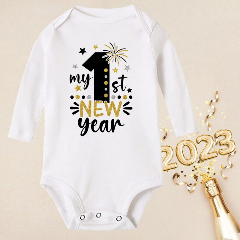 Hello 2023 Newborn Baby Rompers Μακρυμάνικο φορμάκι για νεογέννητο Είναι το πρώτο μου νέο έτος Βρεφικά αγόρια κορίτσια Πρωτοχρονιάτικα ρούχα
