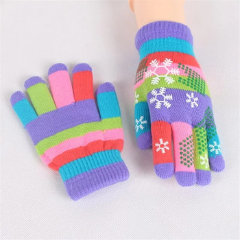 Χαριτωμένα χριστουγεννιάτικα παιδικά χειμωνιάτικα χοντρά ζεστά γάντια Unisex Παιδικά πλεκτά μαλλί νιφάδα χιονιού Γάντια καρπού με πλήρες δάχτυλο