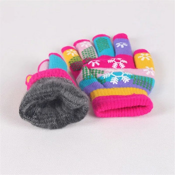 Χαριτωμένα χριστουγεννιάτικα παιδικά χειμωνιάτικα χοντρά ζεστά γάντια Unisex Παιδικά πλεκτά μαλλί νιφάδα χιονιού Γάντια καρπού με πλήρες δάχτυλο