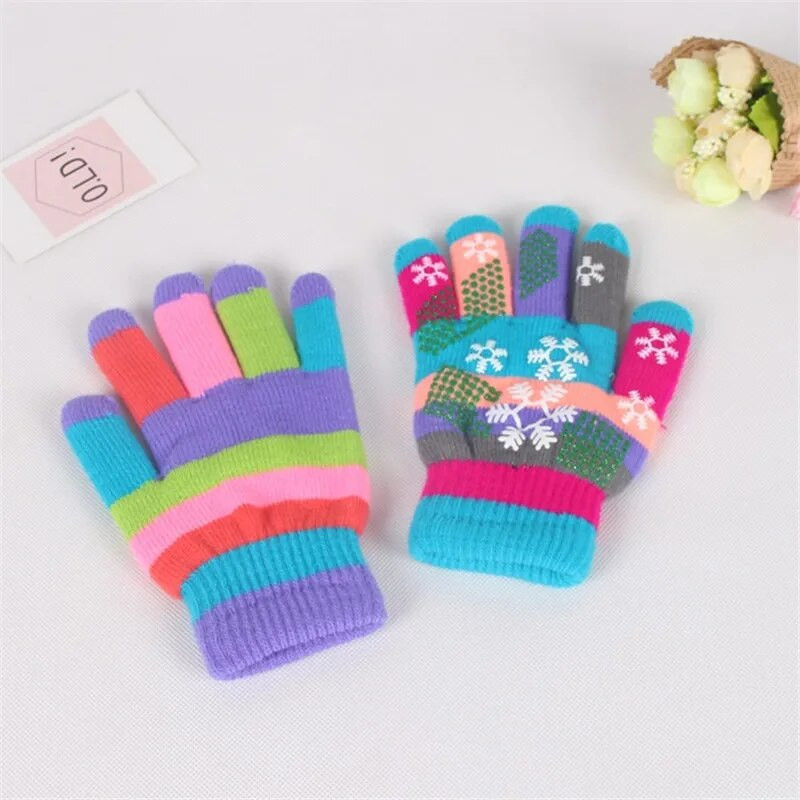 Armsad jõululapsed talvised paksud soojad kindad unisex lastele kootud villane lumehelbe täis sõrme randme kindad labakindad