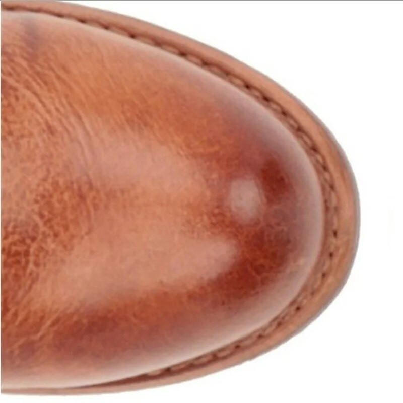 Sügis- ja talvesaapad naiste madala kontsaga Fang He Rivet Keskmise tünniga ratsasaapad, suur suurus