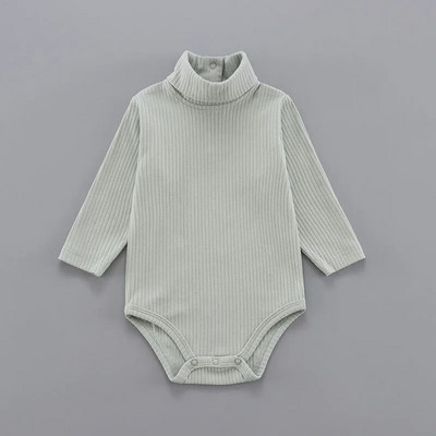 Βρεφική ρόμπα με ψηλό λαιμό με ράβδους με πλήρες μανίκι Φθινοπωρινή χειμερινή ολόσωμη φόρμα Elastic Rib Knitted Rompers Βρεφικά ρούχα
