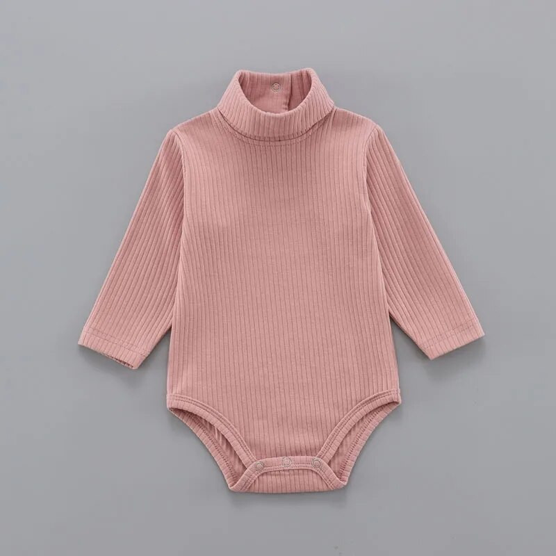 Βρεφική ρόμπα με ψηλό λαιμό με ράβδους με πλήρες μανίκι Φθινοπωρινή χειμερινή ολόσωμη φόρμα Elastic Rib Knitted Rompers Βρεφικά ρούχα
