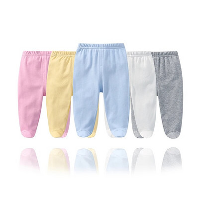 Ținută pentru bebeluși Pantaloni cu talie elastică pentru picior 100% bumbac Culoare uni 0-3-6-9-12 luni Nou-născut Bebeluși Băieți Fete Pantaloni