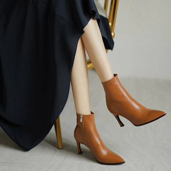 Γυναικείες μπότες Chelsea ψηλοτάκουνα παπούτσια Χειμώνας Νέος σχεδιαστής με μυτερές αντλίες casual γυναικεία στιλέτα φερμουάρ Snow Botas