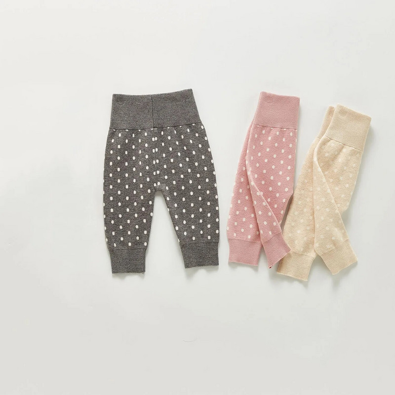 2021 Φθινόπωρο νέο Dot Print Βρεφικό παντελόνι για κορίτσια Πλεκτό κολάν Βρεφικό ψηλόμεσο παντελόνι Παιδικό βαμβακερό πουλόβερ Βρεφικό παντελόνι