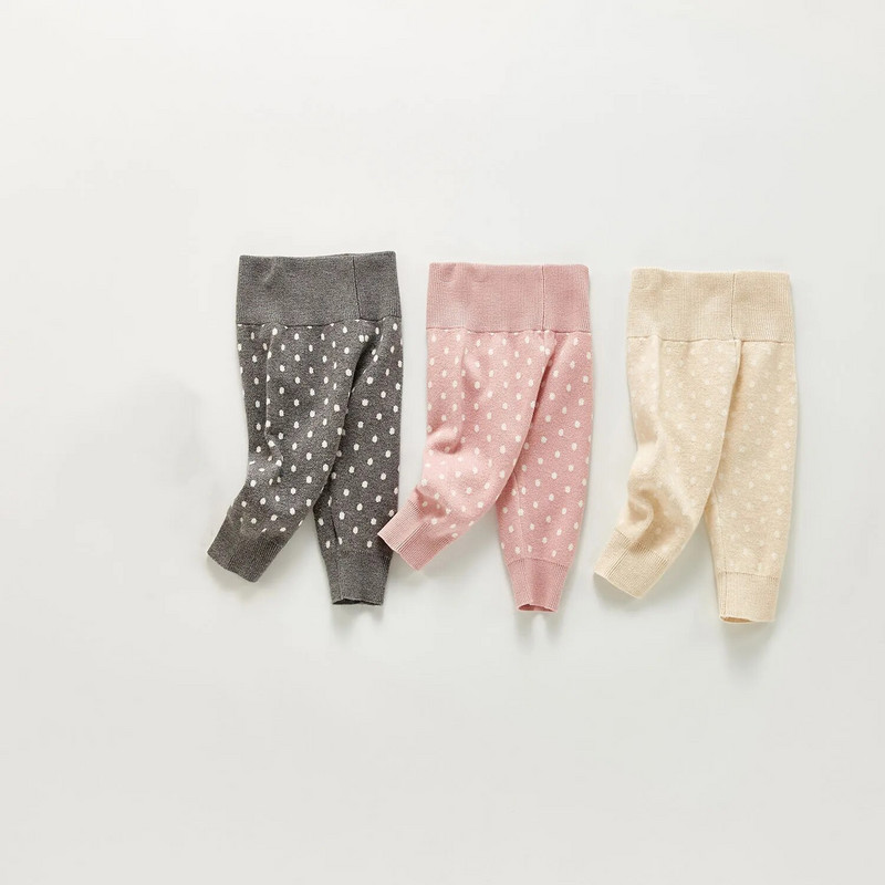 2021 Φθινόπωρο νέο Dot Print Βρεφικό παντελόνι για κορίτσια Πλεκτό κολάν Βρεφικό ψηλόμεσο παντελόνι Παιδικό βαμβακερό πουλόβερ Βρεφικό παντελόνι