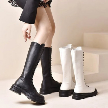 Дамски високи ботуши Черни модни черни пънк готически секси дамски ботуши на платформа Мотоциклетни ботуши Дамски обувки на ток Голям размер 43