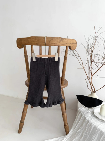 7209 Pantaloni tricotați pentru bebeluși din Coreea 2023 Toamna Iarnă Noua culoare bomboană Pantaloni cu clopoței tricotați pentru fete Pantaloni și jambiere casual