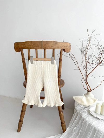 7209 Pantaloni tricotați pentru bebeluși din Coreea 2023 Toamna Iarnă Noua culoare bomboană Pantaloni cu clopoței tricotați pentru fete Pantaloni și jambiere casual